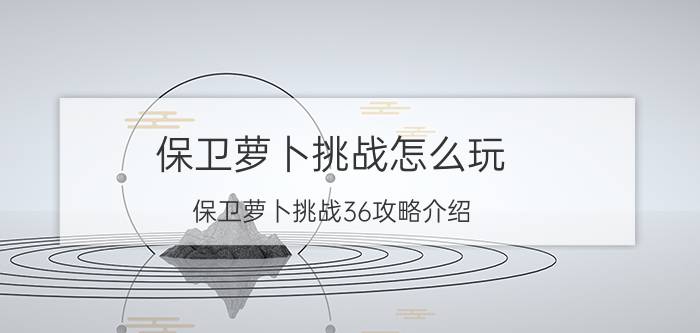 保卫萝卜挑战怎么玩 保卫萝卜挑战36攻略介绍